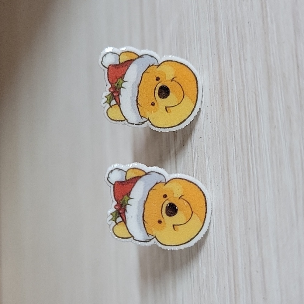 Winnie The Pooh Christmas Santa Earrings